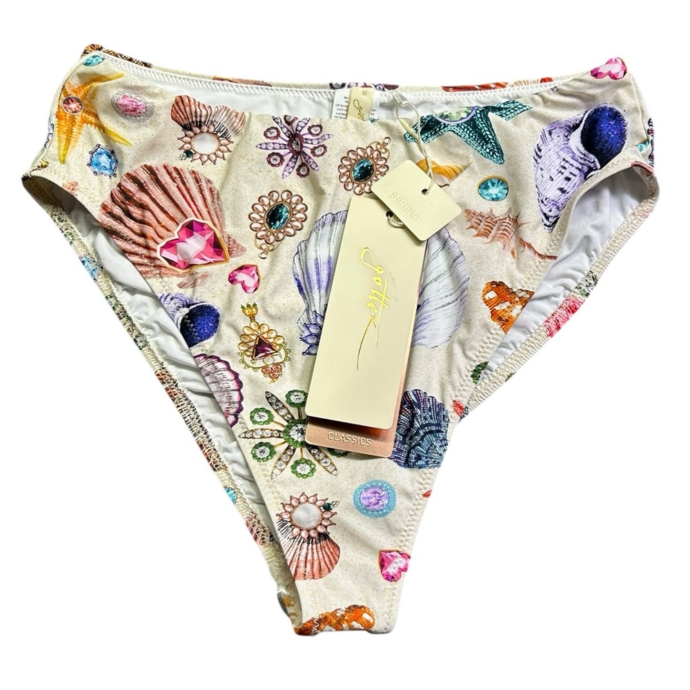 GOTTEX Oceanside Seashell Print high rise Bikini swim Bottom size 12 NWT